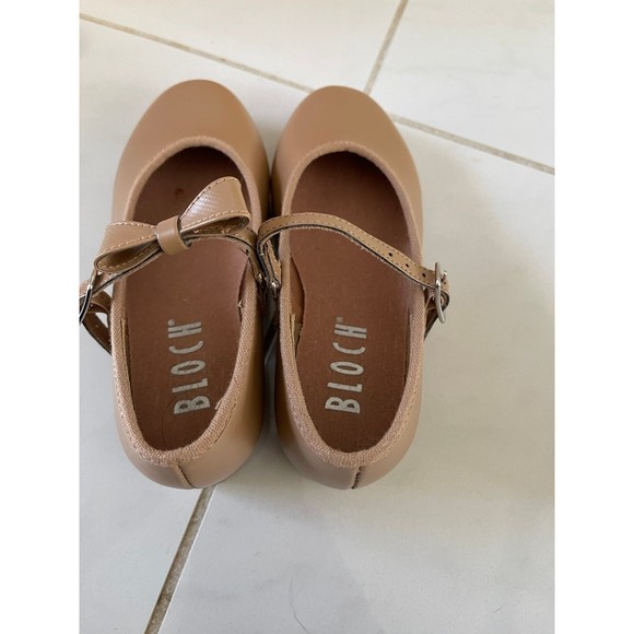 NEW BLOCH Merry Jane Tap Dance Ballet Tan Nude Beige Girls Shoes S0352G size 10 - Picture 4 of 10